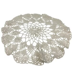 Vintage Cotton Lace Round Seashell Pattern Cottage Grandma Core Doily